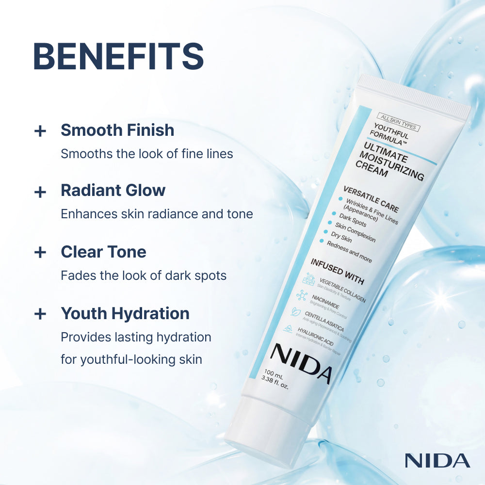 Benefits: smooth finish, radiant glow, clear tone, youth hydration
